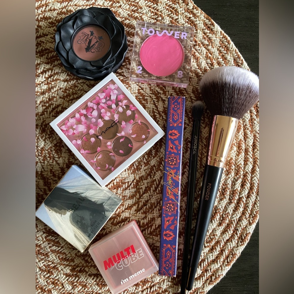 5 products:Mac, KKW, Tower 28 eyeshadow and blush bundle